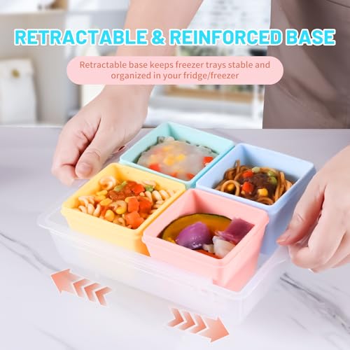 1 Cup Silicone Freezer Molds with Lids & Base for Soup (Pastel Rainbow / 8x 1-Cup)