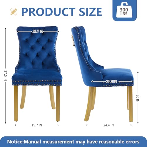 Blue Velvet Dining Chairs Set of 6 (Navy Blue)