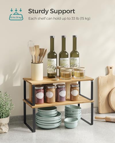 Cabinet Organizer Shelf (Black + Rustic Brown / 2*L (5.4"H) + 2*L (6.2"H))