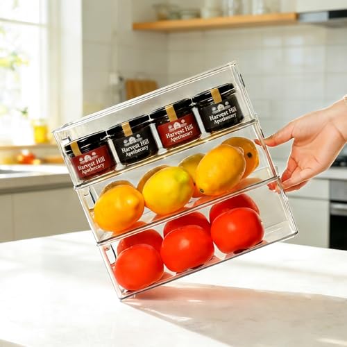 Clear Storage Bins 8 Packs for Refrigerator (8 Count)