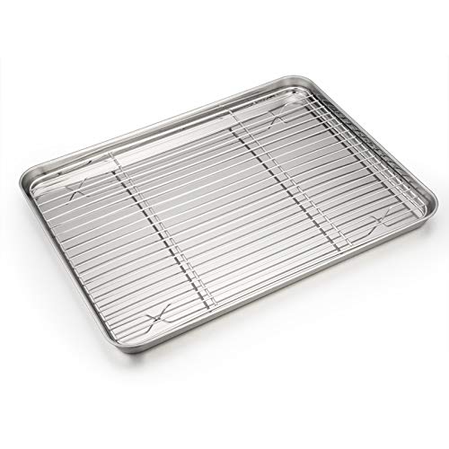 Stainless Steel Baking Sheet with Rack Set for Cookie (16 Inch)