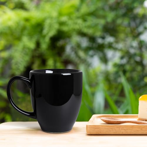Durable 16oz Black Ceramic Coffee Mug (Black-1)
