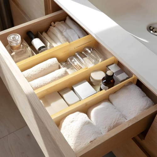 6 Pack Bamboo Drawer Dividers (4''H, 11.9''-17.1''L, 6 Pack)