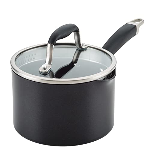 Advanced Home Nonstick Saucepan with Straining Lid (2 Quarts / Onyx)