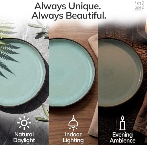 24 Piece Stoneware Dinnerware Set for 6 (Dark / Sage Green / Set for 6 (24pcs))