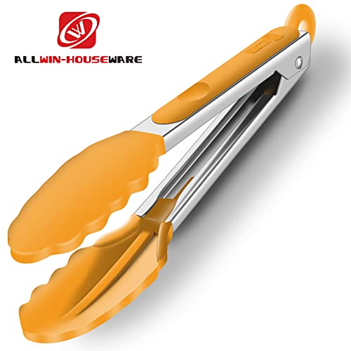 2 Pack Silicone Kitchen Tongs (Orange)