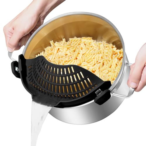 Pot Strainer Clip on Silicone (Black / Large 10.45 x 4.33 in)
