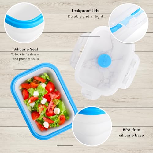 Collapsible Food Storage Containers with Lids (Assorted Colors 12oz-4pc)