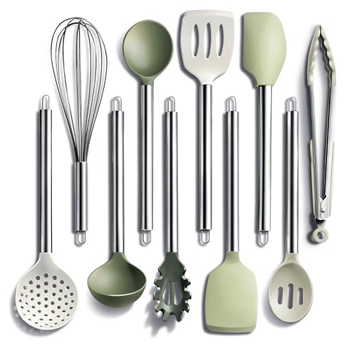 Silicone Cooking Utensils (Green / 10 Pieces)