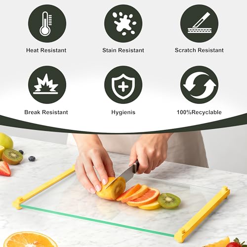 Tempered Glass Cutting Board for Kitchen (Yellow)