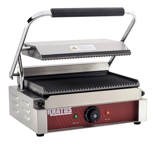 Commercial Electric Panini Sandwich Grill with Grooved Plates (Medium w/ Grooved Plates)