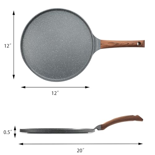 12 Inch Nonstick Crepe Pan Granite Coating Pancake Pan Gray (Gray / 12 Inch)
