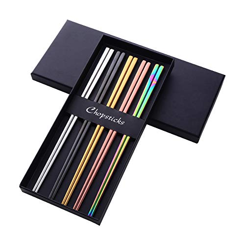 5 pair Colorful Stainless Steel Chopsticks (5 color-A)