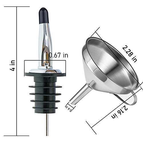 Olive Oil Pour Spout Stainless Steel Bottle Spout for Pours Liquor Vinegar Syrup or Oils with Stainless Steel Funnels (2pc + funnels)
