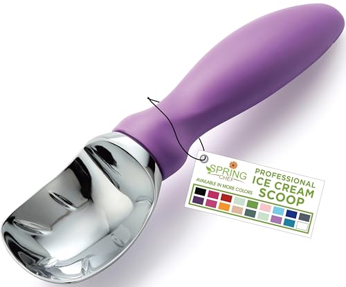 Heavy Duty Metal Ice Cream Scoop with Soft Grip Handle