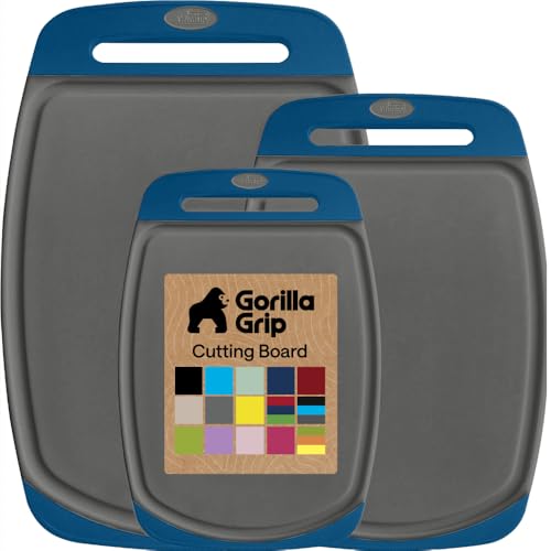 BPA Free Reversible Kitchen Cutting Board (Gray/Blue / Large (Pack of 3))