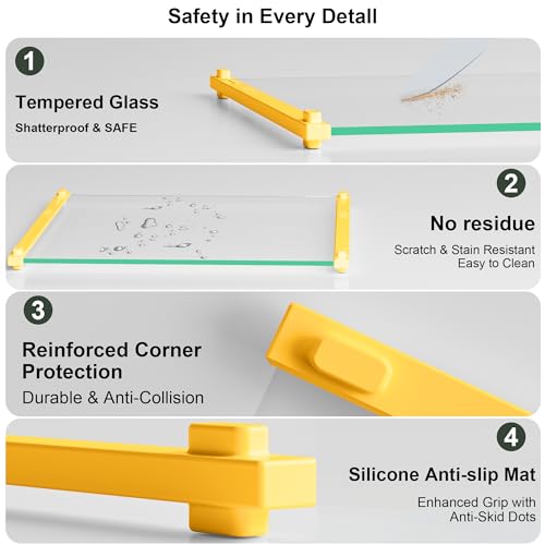 Tempered Glass Cutting Board for Kitchen (Yellow)