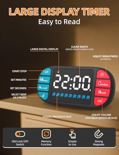 Magnetic Digital Kitchen Timer for Classroom Countdown