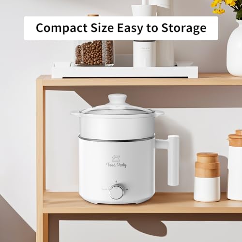 Hot Pot Electric Pot for Cooking Ramen Cooker 1.6L College Dorm Room Essentials Mini Hotpot Shabu Shabu Pot 110V Noodle Cooker Non Stick