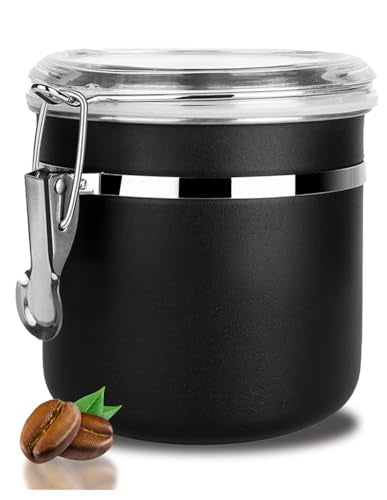 Stainless Steel Food Container with Clear Lids Airtight Storage Container Stackable Small Canisters Kitchen Pantry Storage for Cereal (Black)