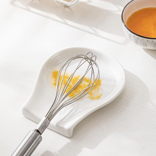 HOMBENE Porcelain Spoon Rest for Kitchen Counter Ceramic Small (4 Count)