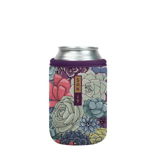 CanSok Sleeve for Beer & Soda Insulated Neoprene Cover (Succulents / 12oz Can Sleeve)