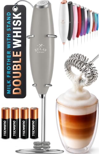 Powerful Milk Frother Wand With Duracell Batteries (All Must Go Slate Stone / Double Whisk + Batteries)