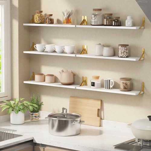 23.6in Floating Shelves for Wall Home Decor (White / 23.6 x 6.1 x 0.59 inches)