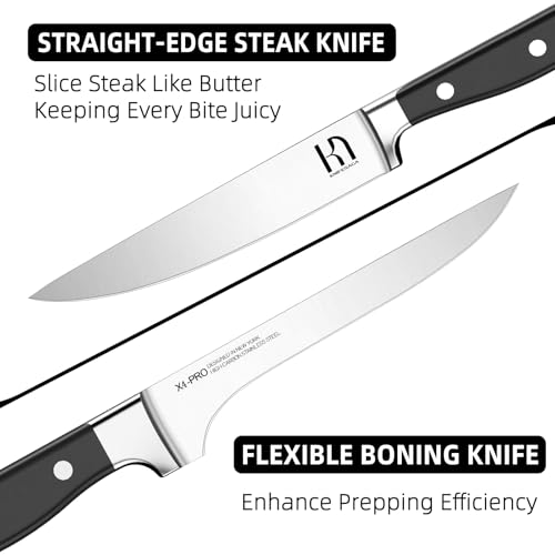 Japanese Knife Set with Sharpener (Natural Black)