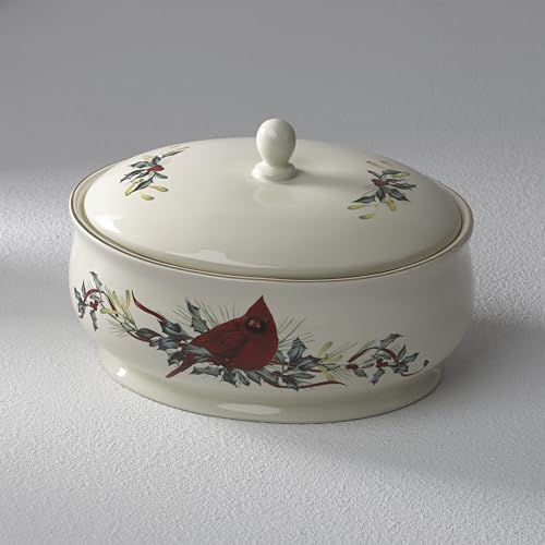 Winter Greetings Porcelain Covered Christmas Gravy Dish (Covered Dish)