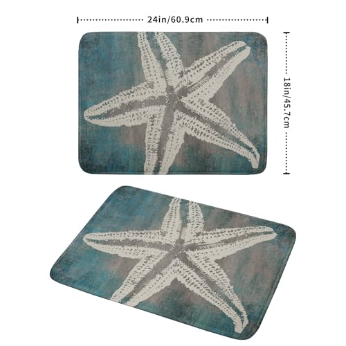 Vintage Starfish Dish Drying Mat Coastal Beachy Nautical Drainer Rack Mat 18"x24" Absorbent Washable Dish Dry Pad for Kitchen Counter Sink (Vintage Starfish / 24" x 24")