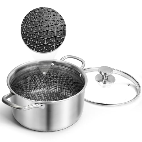 Hybrid Nonstick 6 Quart Stainless Steel Stockpot with Glass Lid (6 Quarts)