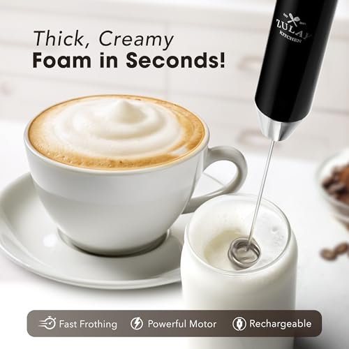 Rechargeable Milk Frother Handheld (Alpha Black / Rechargeable Z1 Motor Max)