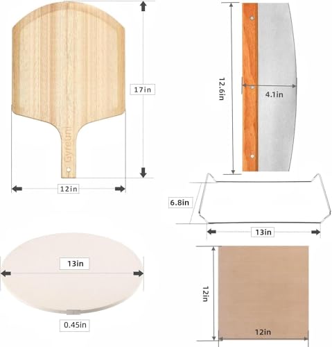 13 Pizza Stone for Oven and Grill with Pizza Peel (13 inch)