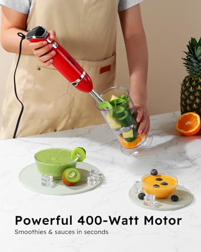 Immersion Blender Handheld (3 In 1 Immersion Blender & Stick & Milk Frother / Red)