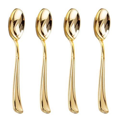 200 Pack Gold Plastic Spoons (Spoon Gold)