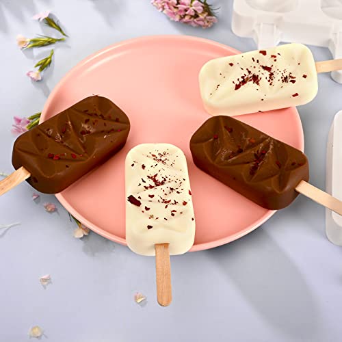 2 Pack 4 Cavities Diamond Shape Silicone Popsicle Molds (2 Pcs Large Diamond - White)