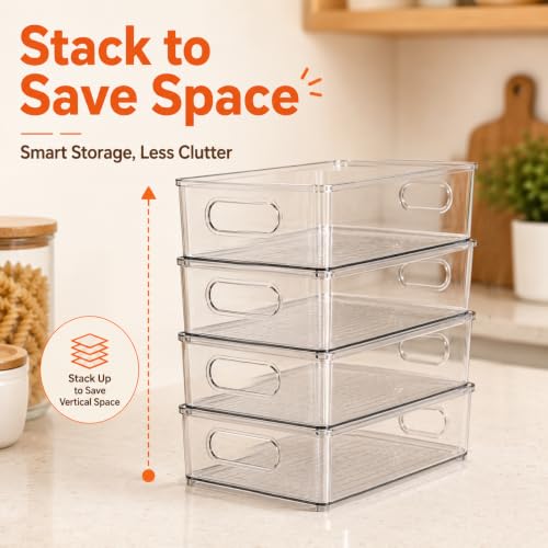 4 Pack Fridge Organizer Bins (10'' x 6'' x 3'')