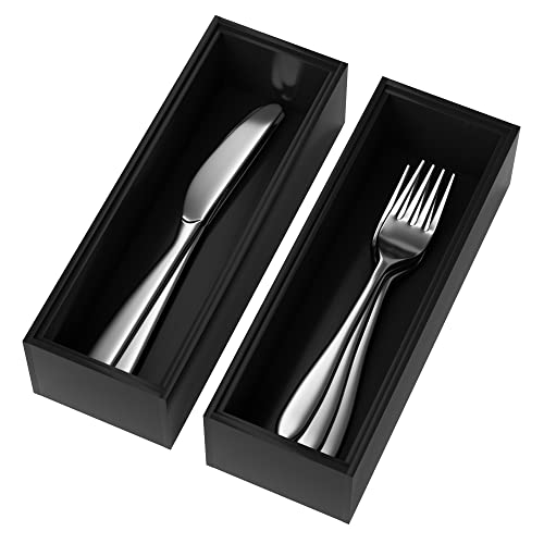 Bamboo Kitchen Drawer Organizer (9 x 3 x 2 Inch / Black)