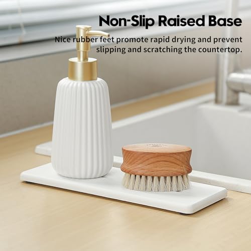 2 Pack Diatomite Stone Sink Tray (2 Pcs - White - 9"x 3.5")
