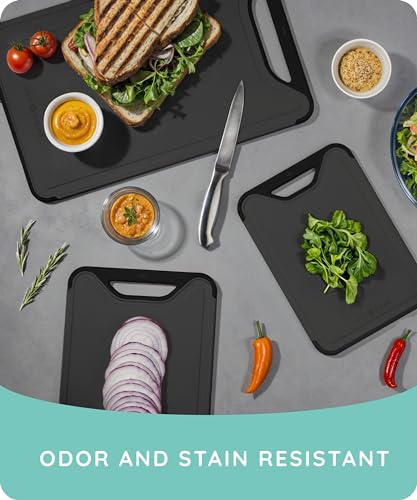 Cutting Boards for Kitchen (Black/Gray / Set of 3 (16"x10", 13"x8", 10"x7"))