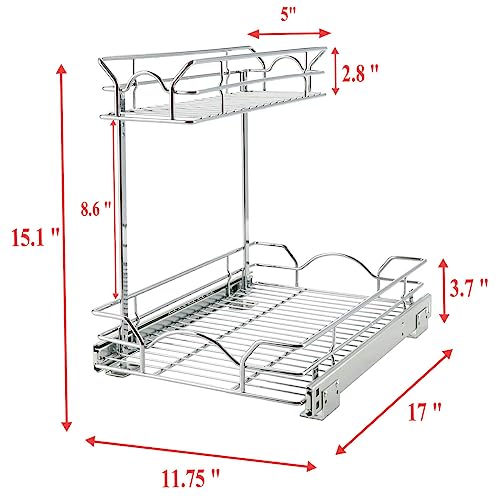 Under Sink Cabinet Organizer Two Tier Pull Out Shelf