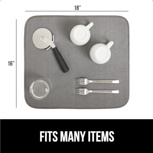 Ultra Absorbent Microfiber Dish Drying Mat (18" x 16" / Microfiber / Gray)