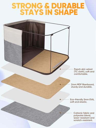 4 Pack Fabric Closet Storage Bins for Shelves (Grey / 4PCS/Medium-14x10x8.5)