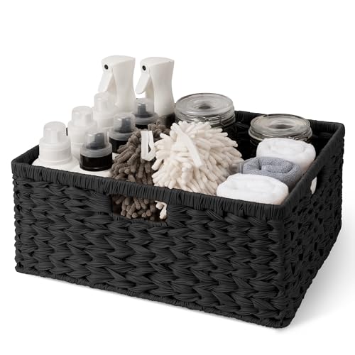 Storage Baskets for Organizing (Black / 16½"L x 13"W x 7½"H)