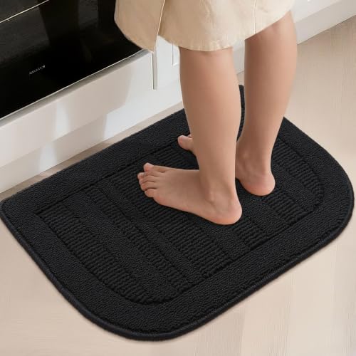 2 Pack 30x18 in Kitchen Rugs Non Slip Washable Sink Rug Set (18" x 30" + 18" x 30" / Black)