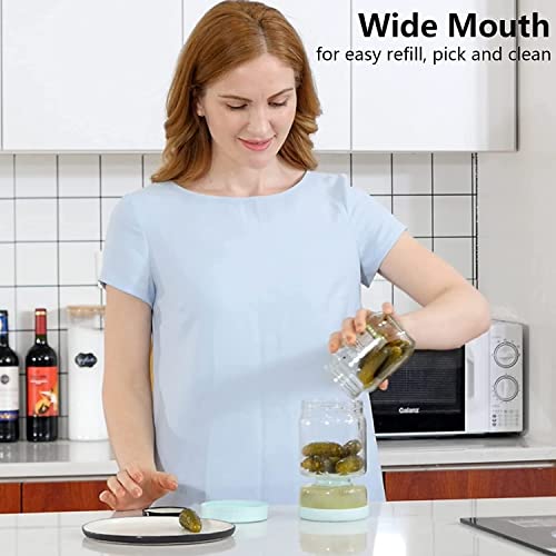 Pickle Jar with Strainer Flip (34oz Blue)