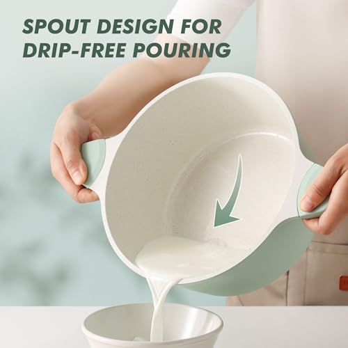 Ceramic Nonstick Stock Pot with Lid (7 Quarts / Mint Green)