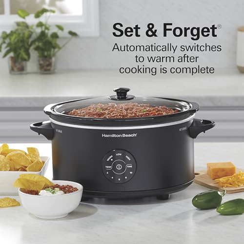 6 Quart Set & Forget Programmable Slow Cooker (6 Quarts, 15 Cooking Options, Black)