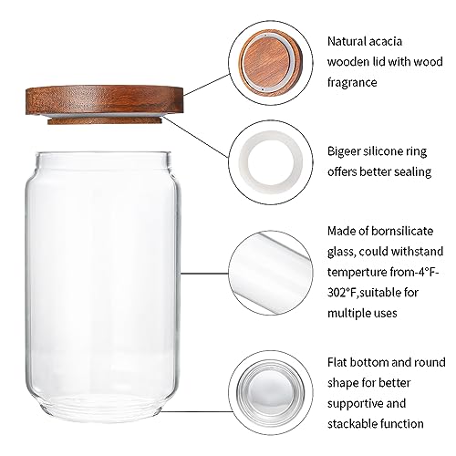 Glass Storage Jars with Wood Lids 25 Oz (25 OZ SET OF 3)
